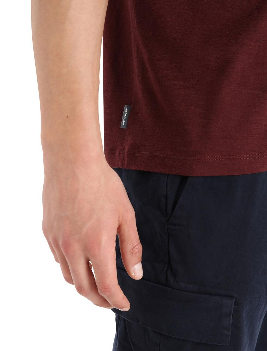 Koszulki Icebreaker Merino Tech Lite II Krótkie Sleeve Natural Alps Męskie Czerwone | PL 1755EBCX